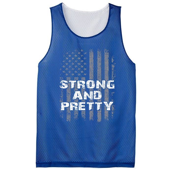 Funny Strong And Pretty Vintage Us Flag Pathetic Gym Workout Gift Mesh Reversible Basketball Jersey Tank