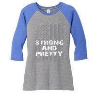 Funny Strong And Pretty Vintage Us Flag Pathetic Gym Workout Gift Women's Tri-Blend 3/4-Sleeve Raglan Shirt