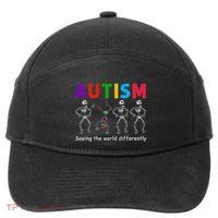 Funny Skeleton Autism Seeing The World Differently Gift 7-Panel Snapback Hat