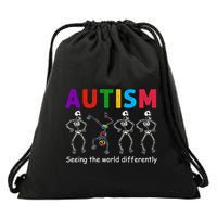 Funny Skeleton Autism Seeing The World Differently Gift Drawstring Bag