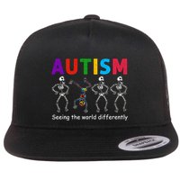 Funny Skeleton Autism Seeing The World Differently Gift Flatbill Hat