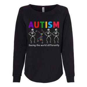 Funny Skeleton Autism Seeing The World Differently Gift Womens California Wash Sweatshirt