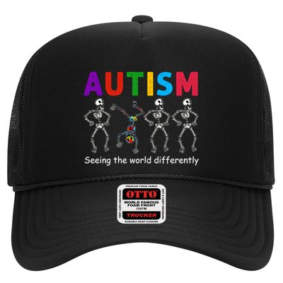 Funny Skeleton Autism Seeing The World Differently Gift Trucker Hat