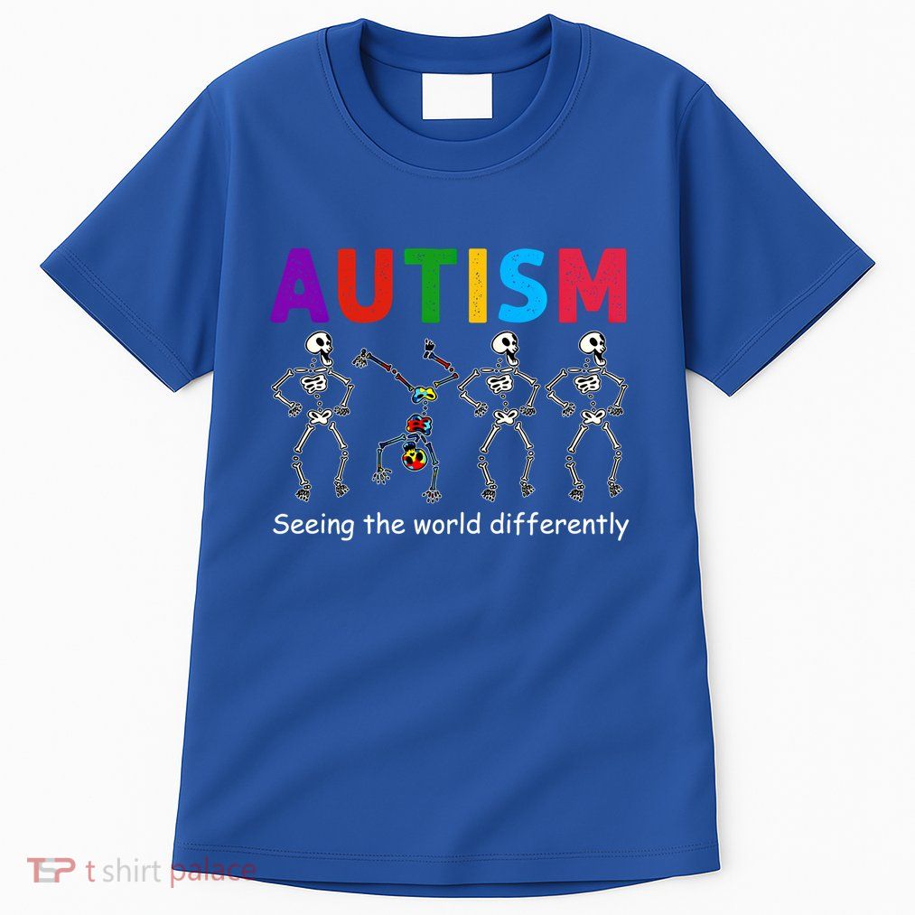 Funny Skeleton Autism Seeing The World Differently Gift Tall T-Shirt