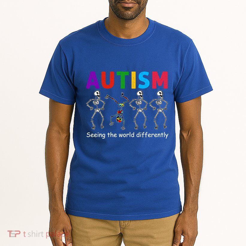 Funny Skeleton Autism Seeing The World Differently Gift Tall T-Shirt