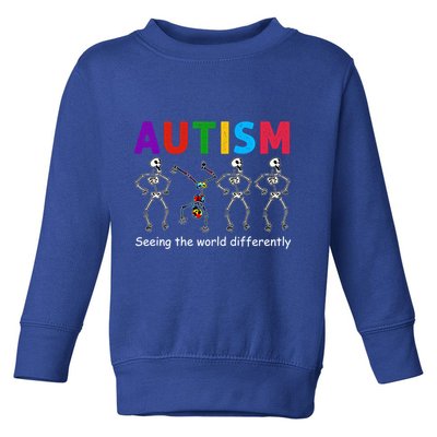 Funny Skeleton Autism Seeing The World Differently Gift Toddler Sweatshirt