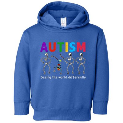 Funny Skeleton Autism Seeing The World Differently Gift Toddler Hoodie