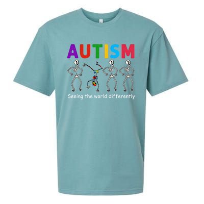 Funny Skeleton Autism Seeing The World Differently Gift Sueded Cloud Jersey T-Shirt