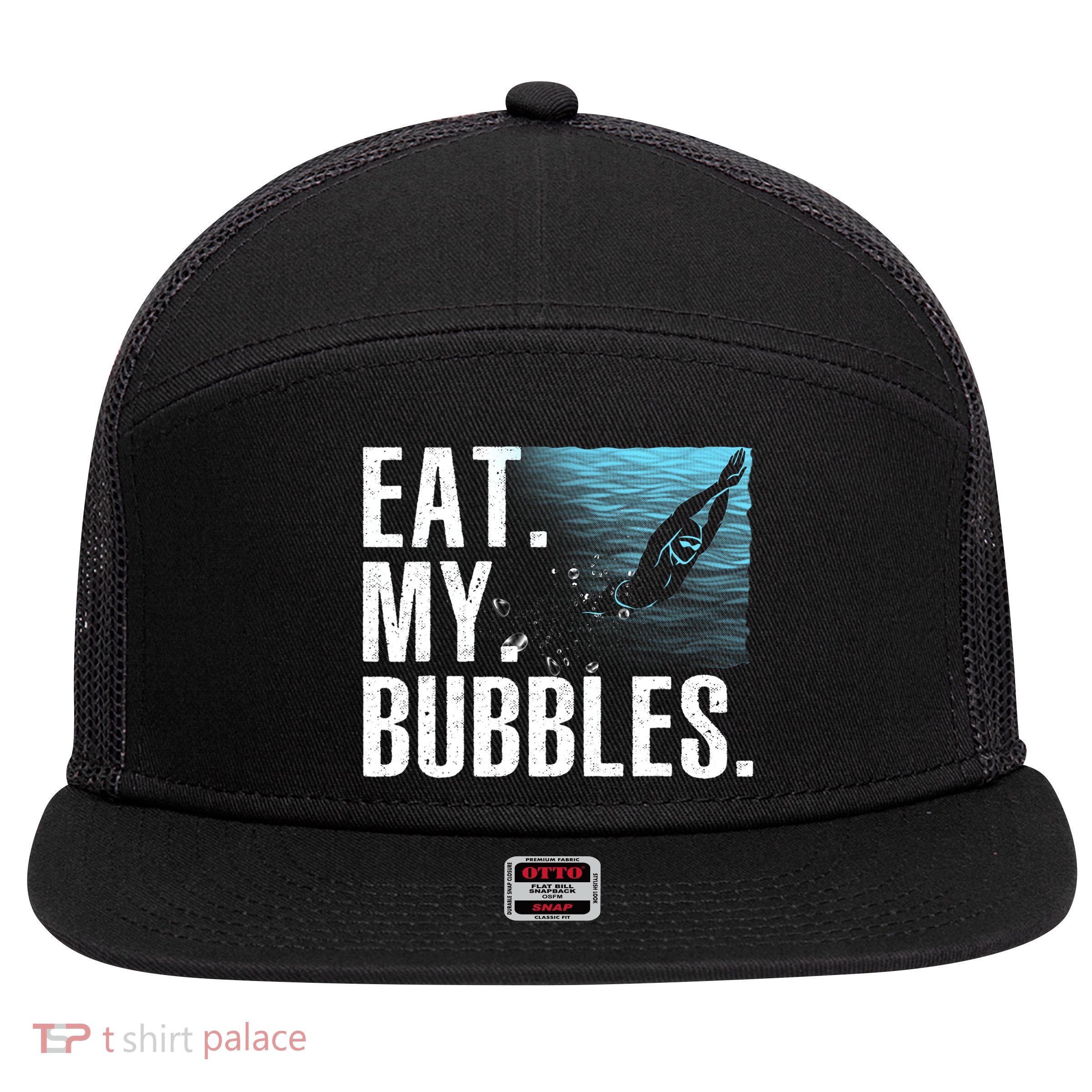 Funny Swimming Art For Men Women Swim Coach Rescue Swimmer 7 Panel Mesh Trucker Snapback Hat