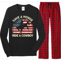 Funny Save A Horse Ride Cowboy Western Rodeo Costume Long Sleeve Pajama Set