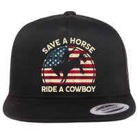 Funny Save A Horse Ride Cowboy Western Rodeo Costume Flat Bill Trucker Hat