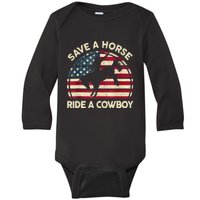 Funny Save A Horse Ride Cowboy Western Rodeo Costume Baby Long Sleeve Bodysuit