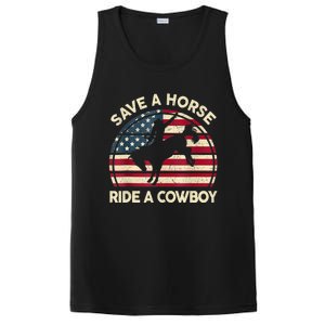 Funny Save A Horse Ride Cowboy Western Rodeo Costume PosiCharge Competitor Tank