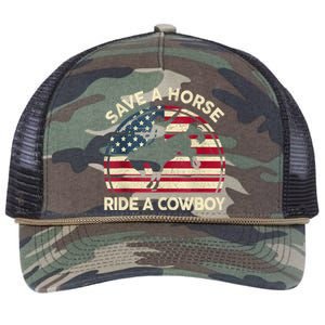 Funny Save A Horse Ride Cowboy Western Rodeo Costume Retro Rope Trucker Hat Cap