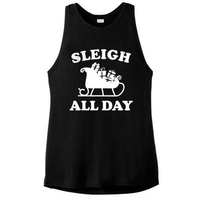 Funny Sleigh All Day Christmas In July Retro Vintage Ugly Ladies PosiCharge Tri-Blend Wicking Tank