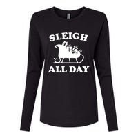 Funny Sleigh All Day Christmas In July Retro Vintage Ugly Womens Cotton Relaxed Long Sleeve T-Shirt