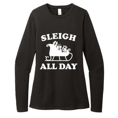 Funny Sleigh All Day Christmas In July Retro Vintage Ugly Womens CVC Long Sleeve Shirt