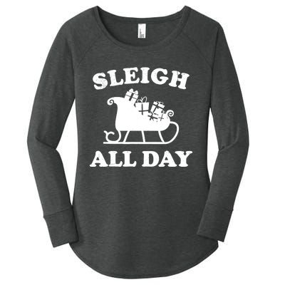 Funny Sleigh All Day Christmas In July Retro Vintage Ugly Women's Perfect Tri Tunic Long Sleeve Shirt