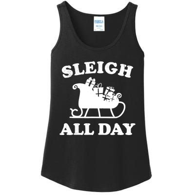 Funny Sleigh All Day Christmas In July Retro Vintage Ugly Ladies Essential Tank