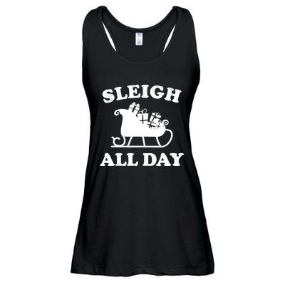 Funny Sleigh All Day Christmas In July Retro Vintage Ugly Ladies Essential Flowy Tank