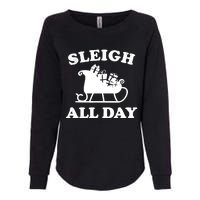 Funny Sleigh All Day Christmas In July Retro Vintage Ugly Womens California Wash Sweatshirt