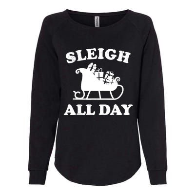 Funny Sleigh All Day Christmas In July Retro Vintage Ugly Womens California Wash Sweatshirt