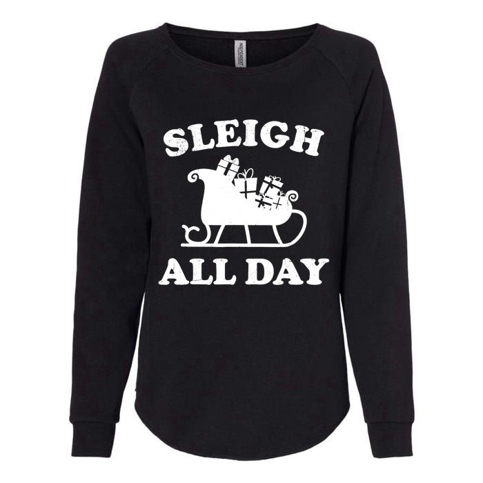 Funny Sleigh All Day Christmas In July Retro Vintage Ugly Womens California Wash Sweatshirt