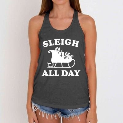 Funny Sleigh All Day Christmas In July Retro Vintage Ugly Women's Knotted Racerback Tank