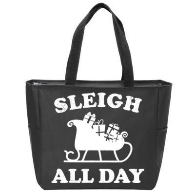 Funny Sleigh All Day Christmas In July Retro Vintage Ugly Zip Tote Bag