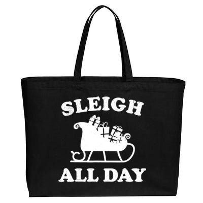 Funny Sleigh All Day Christmas In July Retro Vintage Ugly Cotton Canvas Jumbo Tote