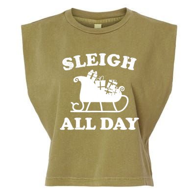 Funny Sleigh All Day Christmas In July Retro Vintage Ugly Garment-Dyed Women's Muscle Tee