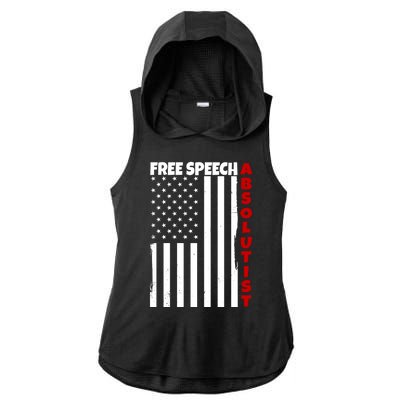 Free Speech Absolutist American Flag Ladies PosiCharge Tri-Blend Wicking Draft Hoodie Tank