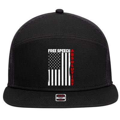 Free Speech Absolutist American Flag 7 Panel Mesh Trucker Snapback Hat