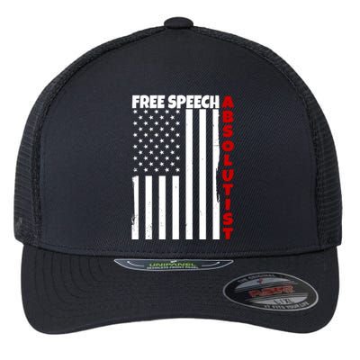 Free Speech Absolutist American Flag Flexfit Unipanel Trucker Cap