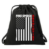 Free Speech Absolutist American Flag Drawstring Bag