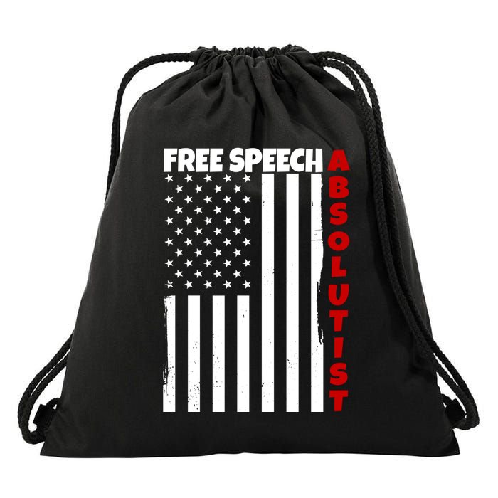 Free Speech Absolutist American Flag Drawstring Bag