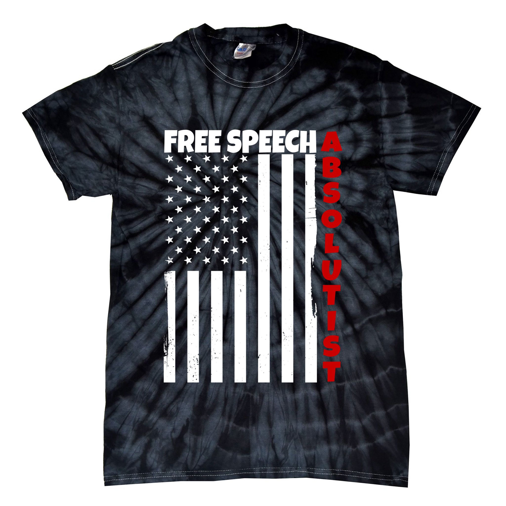 Free Speech Absolutist American Flag Tie-Dye T-Shirt