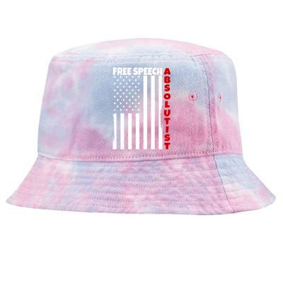 Free Speech Absolutist American Flag Tie-Dyed Bucket Hat