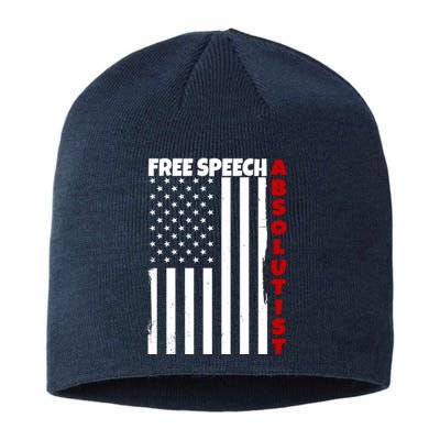 Free Speech Absolutist American Flag Sustainable Beanie