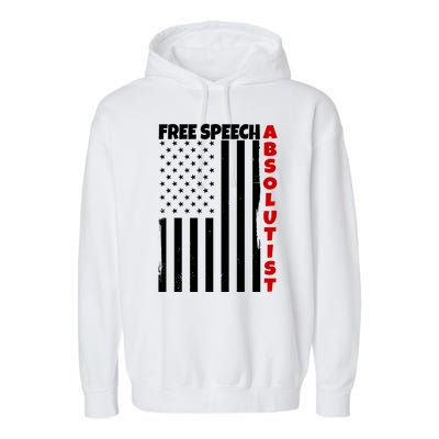 Free Speech Absolutist American Flag Garment-Dyed Fleece Hoodie