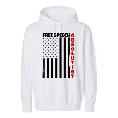 Free Speech Absolutist American Flag Garment-Dyed Fleece Hoodie