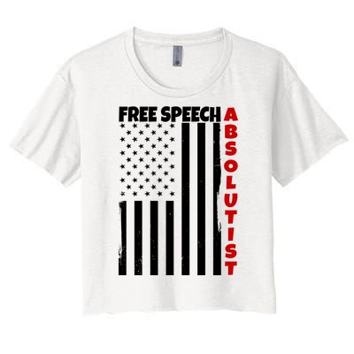 Free Speech Absolutist American Flag Women's Crop Top Tee