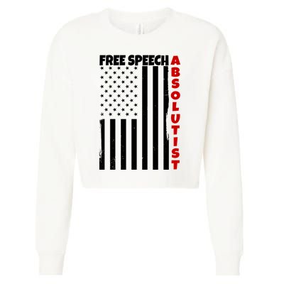 Free Speech Absolutist American Flag Cropped Pullover Crew