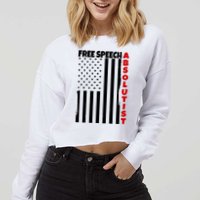 Free Speech Absolutist American Flag Cropped Pullover Crew
