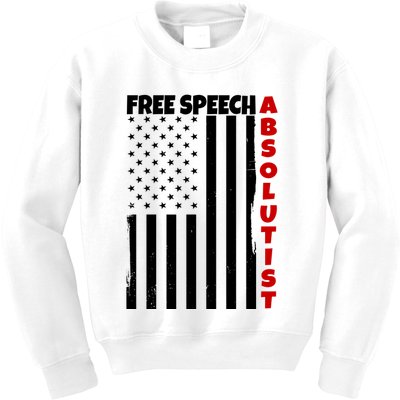 Free Speech Absolutist American Flag Kids Sweatshirt