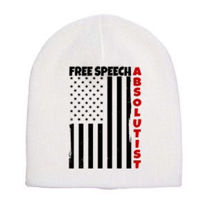 Free Speech Absolutist American Flag Short Acrylic Beanie