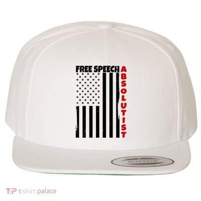 Free Speech Absolutist American Flag Wool Snapback Cap