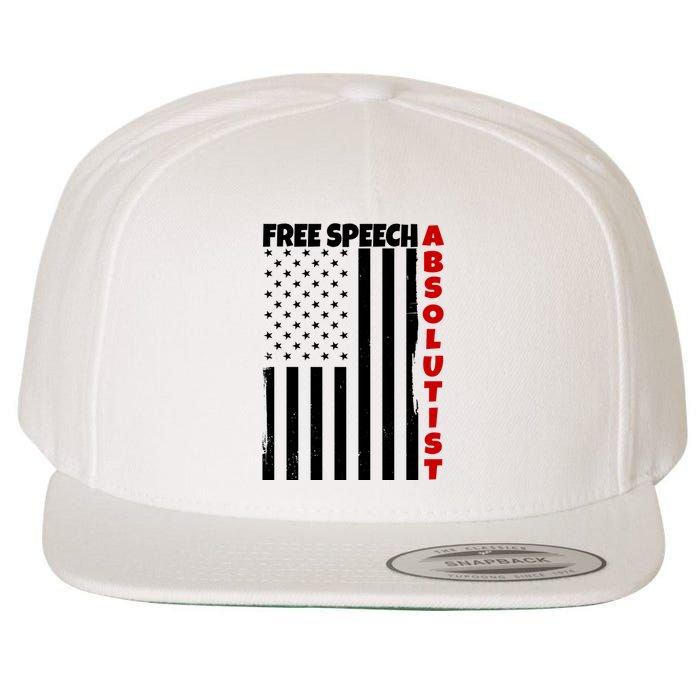 Free Speech Absolutist American Flag Wool Snapback Cap