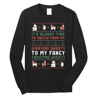 Funny Sarcastic Anxiety Mental Health Quote Ugly Christmas Long Sleeve Shirt