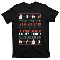 Funny Sarcastic Anxiety Mental Health Quote Ugly Christmas T-Shirt